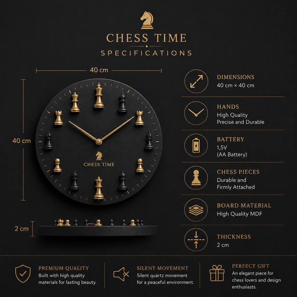 CHESS TIME™ Luxury Chess Wall Clock
